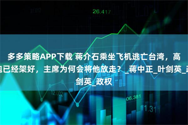 多多策略APP下载 蒋介石乘坐飞机逃亡台湾，高射炮已经架好，主席为何会将他放走？_蒋中正_叶剑英_政权